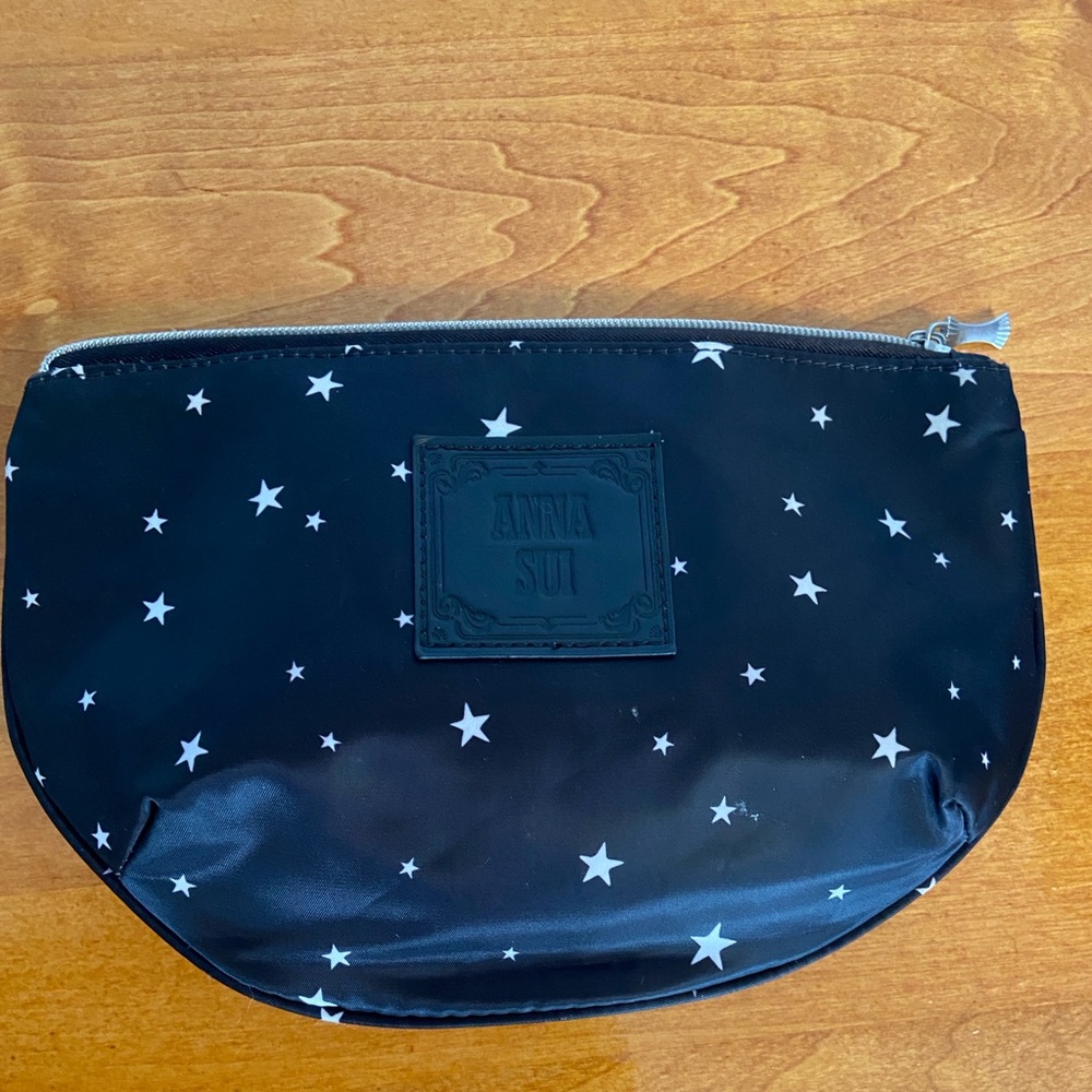 Anna Sui Black and Silver Branded Cosmetic Pouch